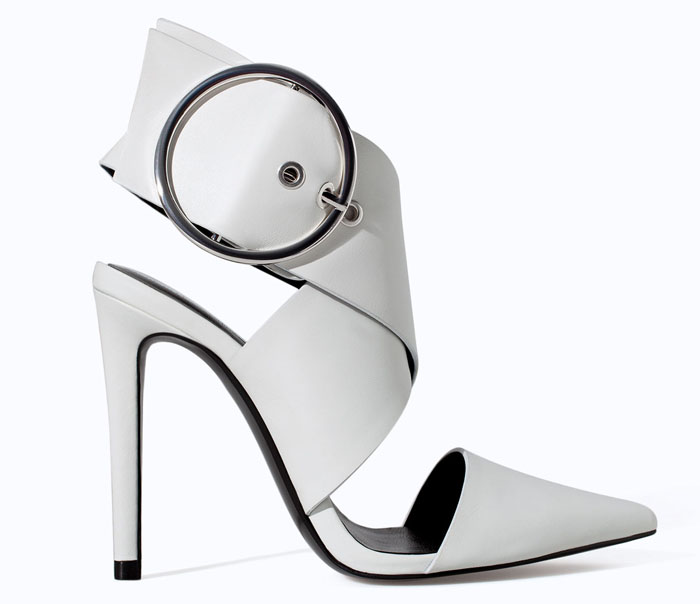 White Leather Pointed-Toe High Heels 