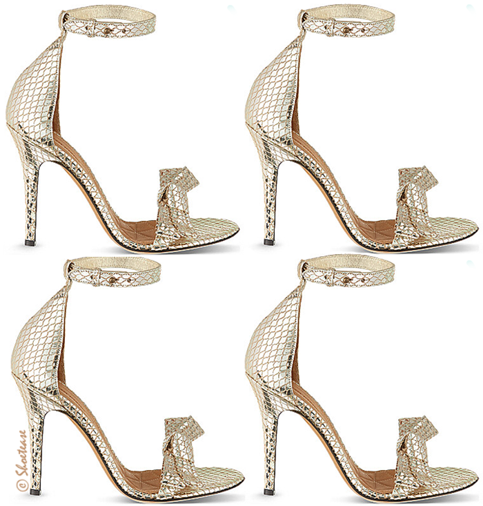 beweging Higgins troon Isabel Marant Metallic Gold Embossed "Play" Sandals with Bows - Spring 2014
