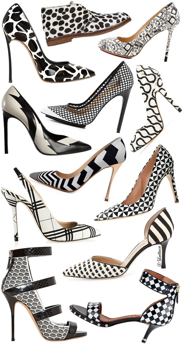 black and white pump shoes