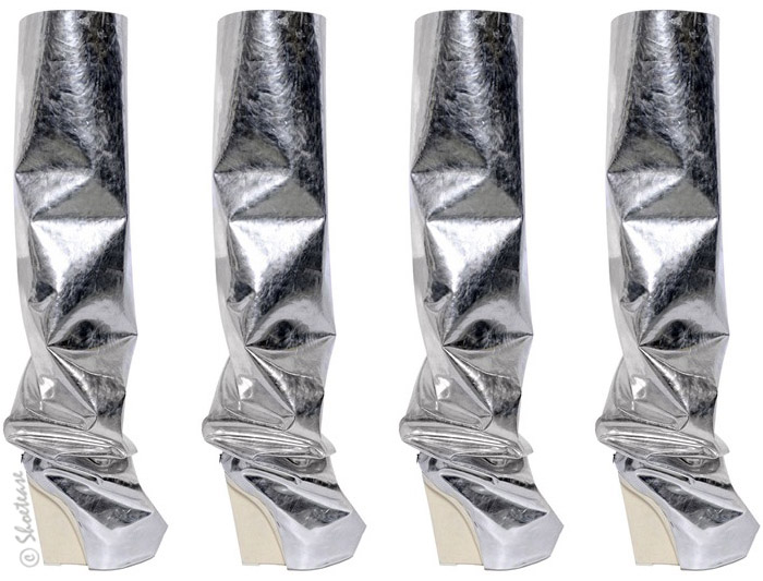 Gareth Pugh Over-The-Knee Silver Scrunched Space Boots