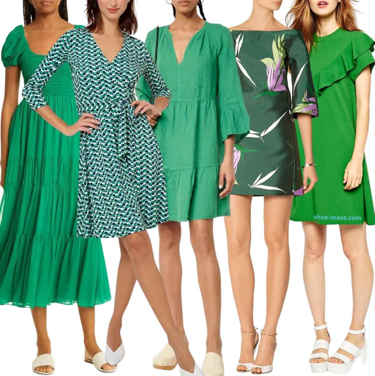 what color heels go with a green dress Offers online