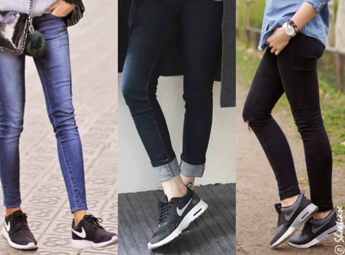 jeans with athletic shoes