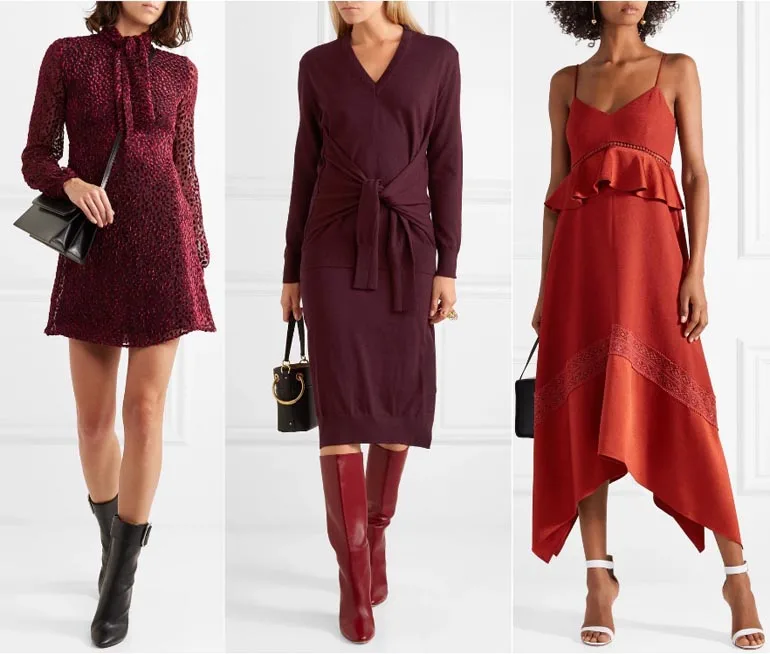 Burgundy Wrap Style Long Sleeve Mini Dress | SilkFred US
