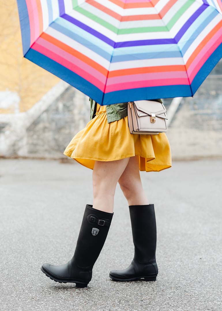 black rain boots outfit