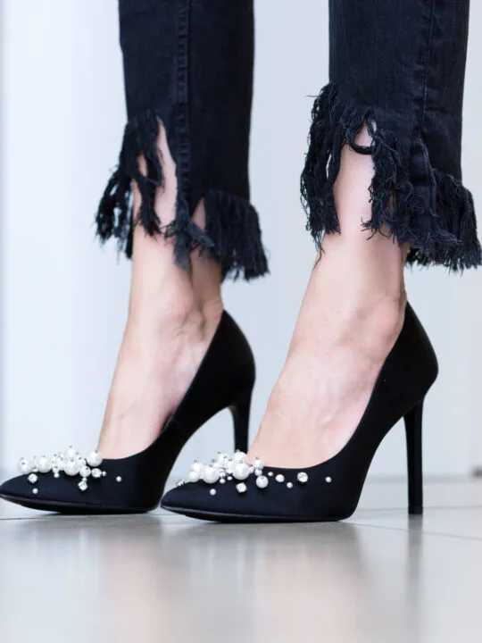 Buy Qupid Women Black Mesh Lace Up Stilettos - Heels for Women 1227449 |  Myntra