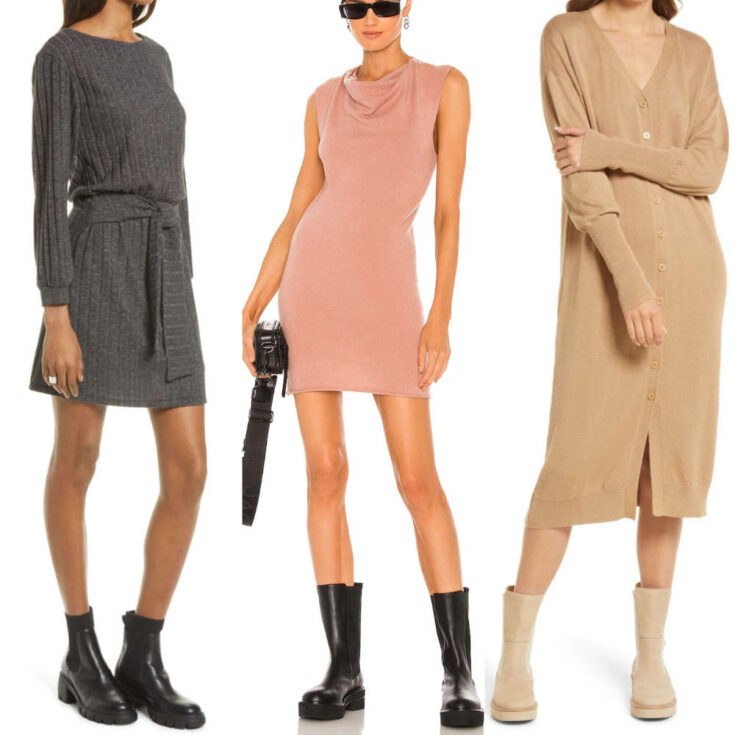 How to Wear a Sweater Dress with Boots & Shoes: from Ankle Boots to ...