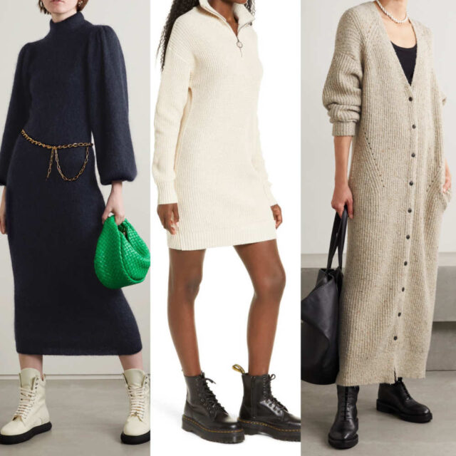 How to Wear a Sweater Dress with Boots & Shoes: from Ankle Boots to ...