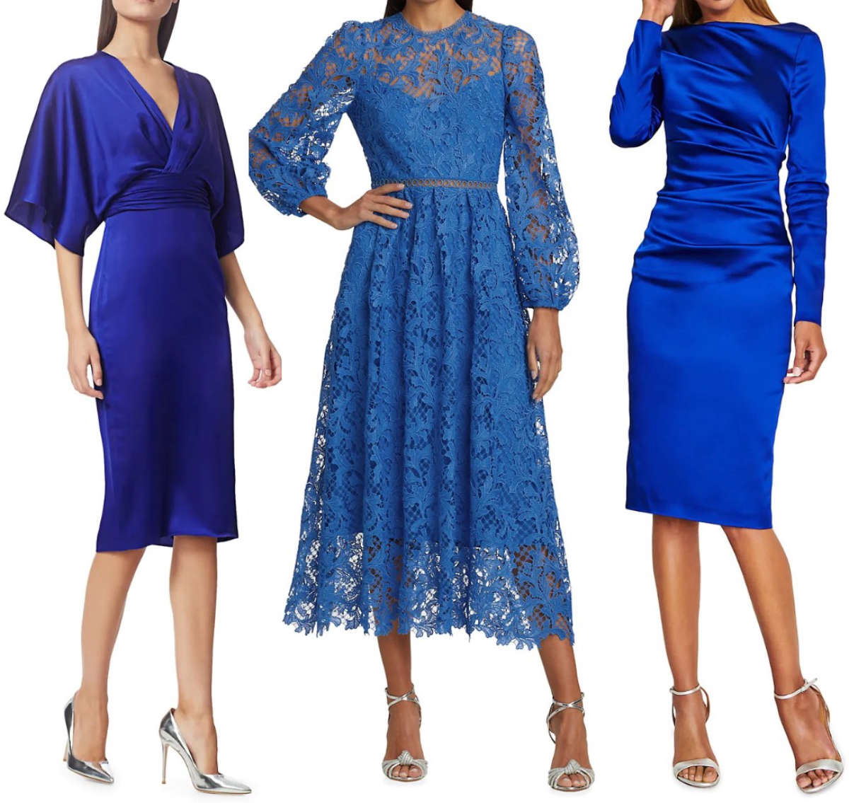 Showing you what color shoes for blue dresses & royal blue dresses look fab!