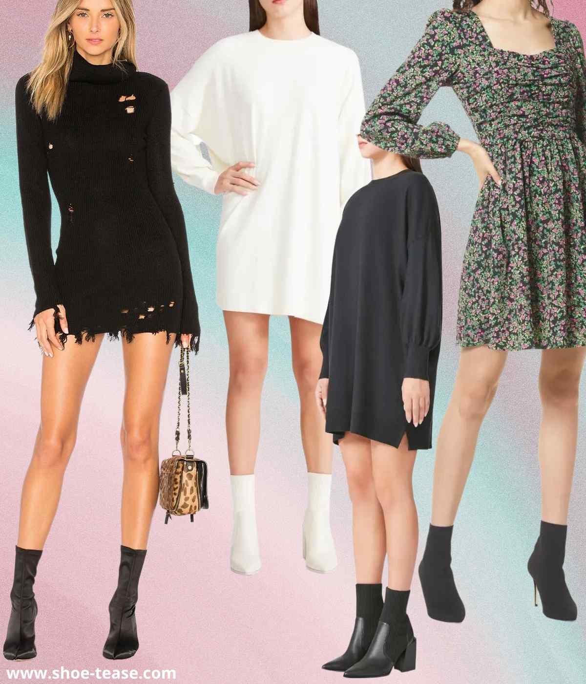 Short Dress With Ankle Boots - Encycloall