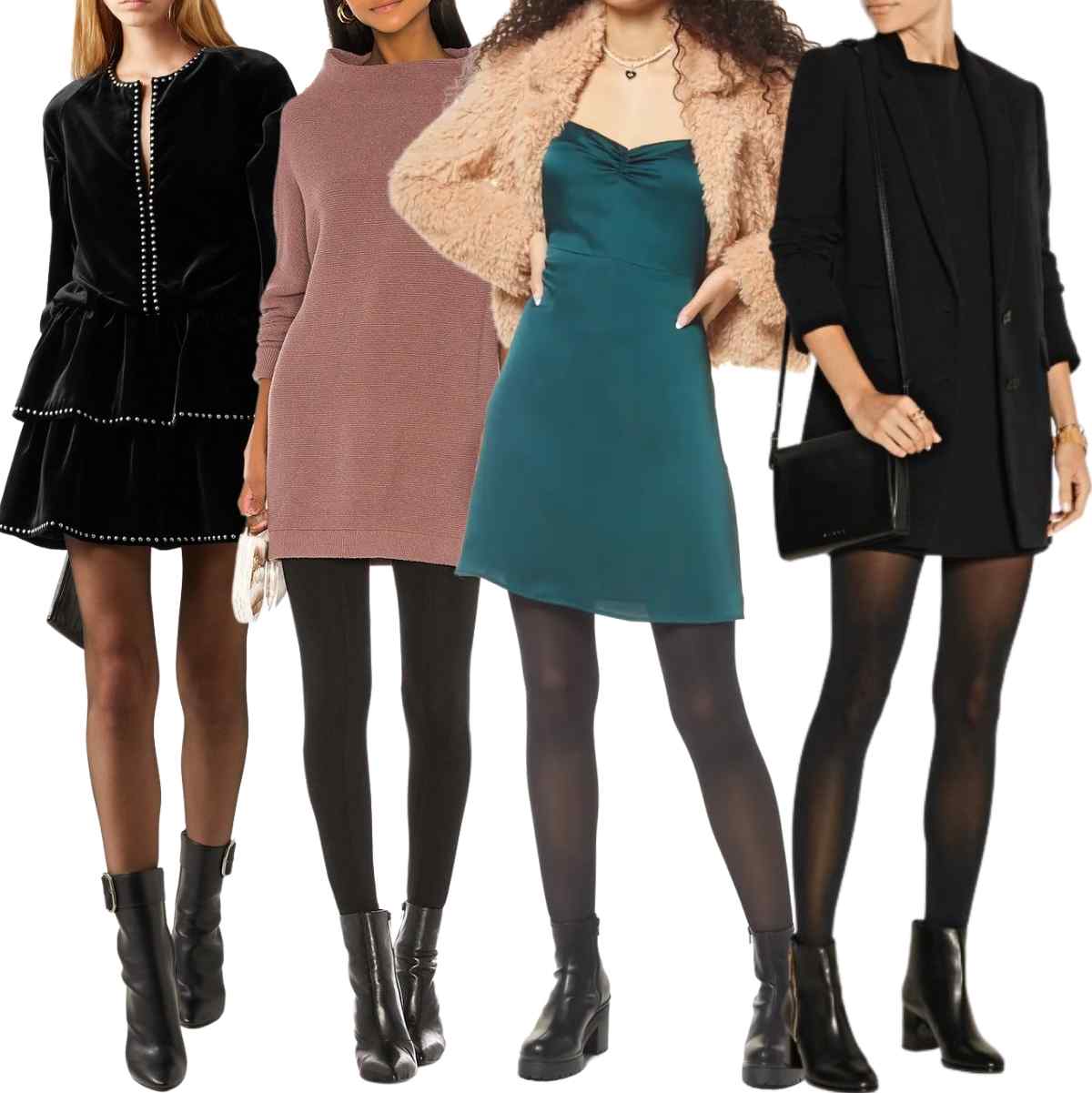 I like the middle one!  How to wear ankle boots, Ankle boots with leggings,  How to wear leggings