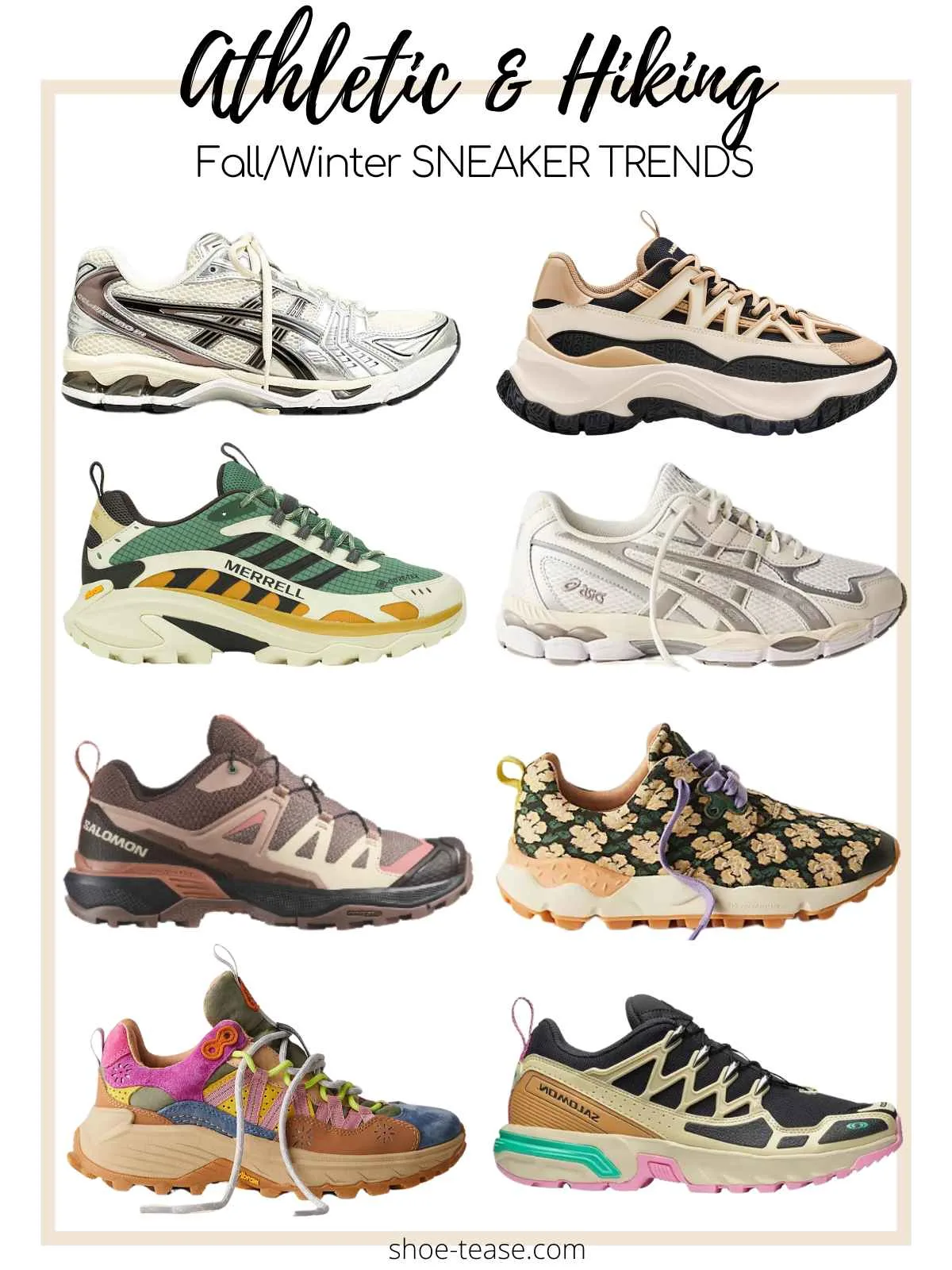 Fall 2024 womens athletic & hiking styles sneakers trends.