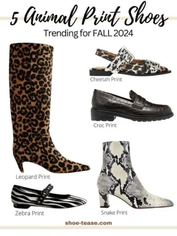 Collage of womens animal prints trend for fall 2024.